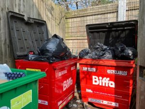 Junk Guy rubbish removal truck loaded with black bags from commercial collection in Dartford DA1