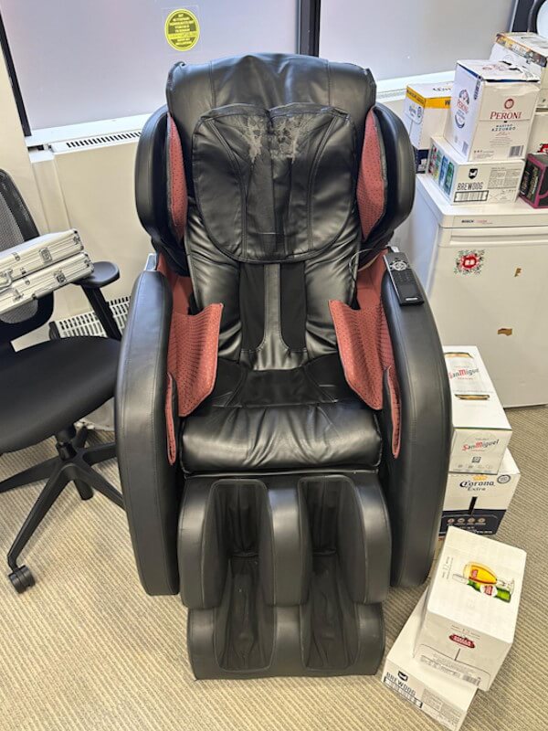 Commercial bulky waste collection Southwark - worn massage chair, office storage boxes, business clearance