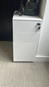 Office storage cabinet bulky waste collection Southwark SE1 - white three-drawer filing cabinet