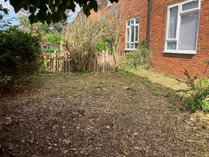 Garden clearance Bromley side yard showing cleared ground after professional debris removal service