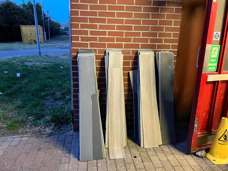 Construction waste removal in Tilbury Essex clearing building materials and renovation debris from RM18 site